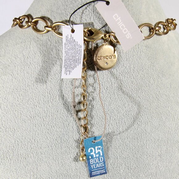 limited-edition Chico's 35th Anniversary Statement Gold Tone Necklace - Picture 10 of 11
